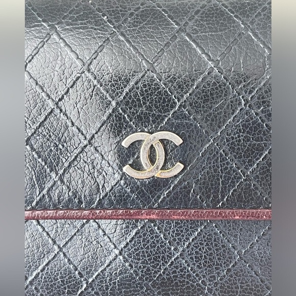 CHANEL⭐️Black Quilted Leather Diamond Stitched Continental Flap Wallet w/ COA⭐️ - Picture 4 of 13